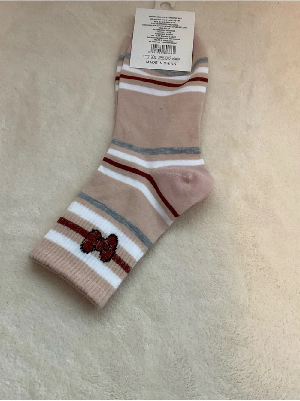 Sporto Beige Striped Cotton Socks